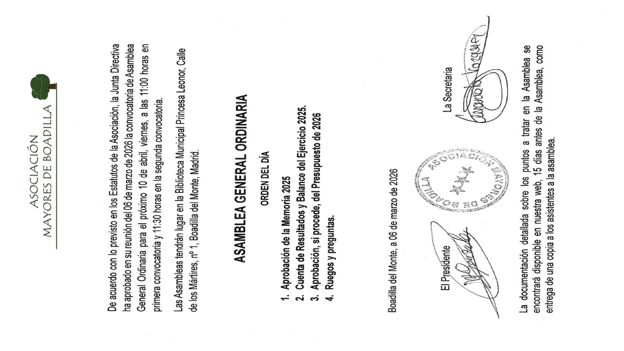 ASAMBLEA GENERAL ORDINARIA 2026